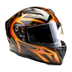 Detailed fullface motorbike helmet isolated on transparent background
