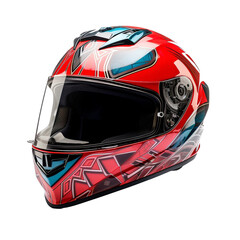 Detailed fullface motorbike helmet isolated on transparent background