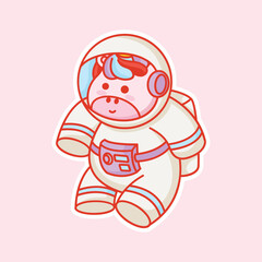 Cute astronaut unicorn cartoon icon vector illustration 