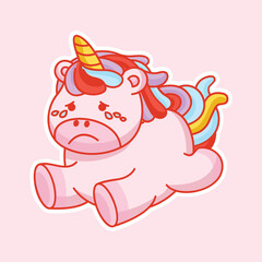 Cute unicorn crying cartoon icon vector illustration 