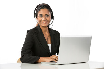 Pretty Indian call centre employee.