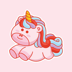 Cute unicorn cartoon icon vector illustration 