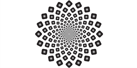 Round pattern with vegetative elements  white background black element 