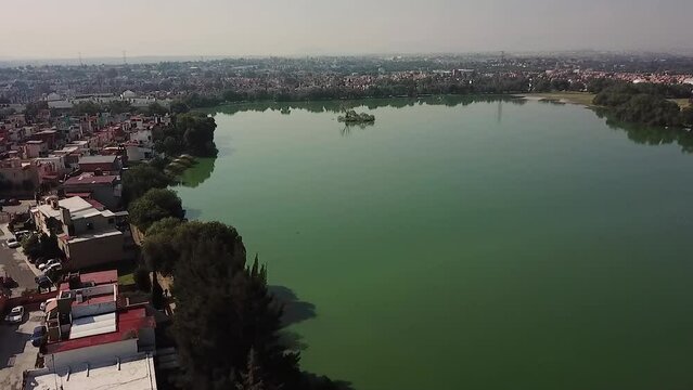 Drone shoot of Axotlan lagoon at north of Mexico City