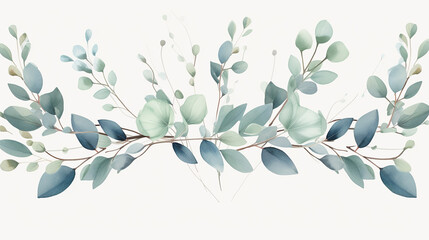 watercolor illustration. botanical frame with leaves on white background