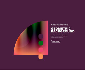 Round triangle and round square composition geometric background