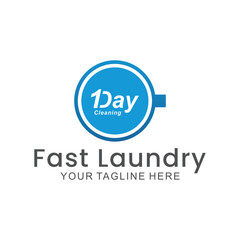 laundry logo in shades of blue and white, with bubbles for washing clothes, simple logo, creative logo