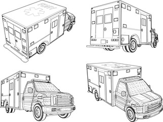 Vector sketch illustration of ambulance car design for taking patients to hospital © nur
