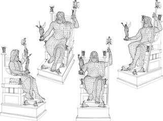 Fototapeta na wymiar vector sketch illustration design vintage classical statue of the Greek god Zeus