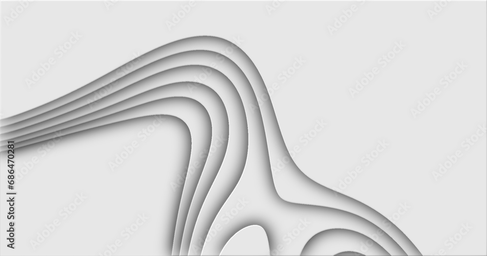 Poster white cut curve abstract background pattern of lines and waves
