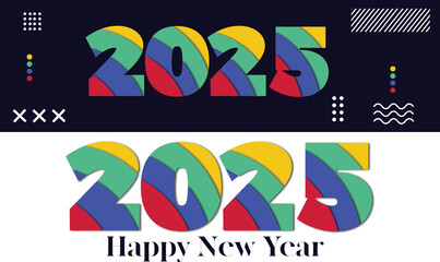 Fototapeta na wymiar Happy New Year 2025, Happy New Year, 3d Happy New Year