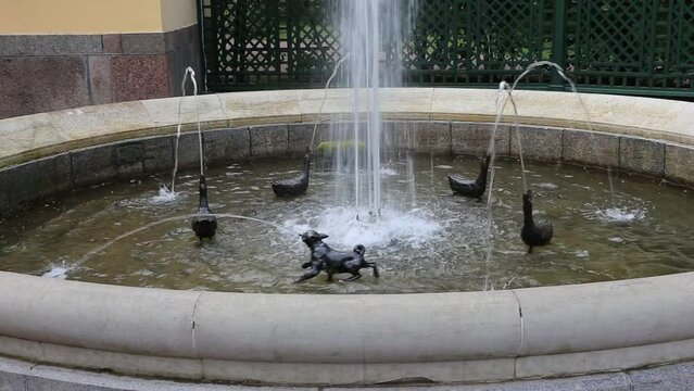 Favorite fountain in park. St. Petersburg, Russia 