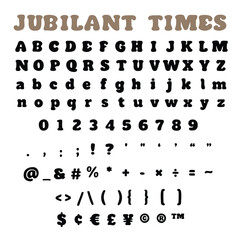 Fototapeta na wymiar Jubilant Times Bold Alphabet Font