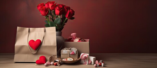 Contactless delivery of Valentine's Day care package during COVID-19 quarantine, stay-at-home...