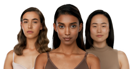 Portrait, woman and natural for beauty with face for diversity, dermatology or skincare. Female model, inclusion or unique for healthy skin on isolated or transparent png background for cosmetic care