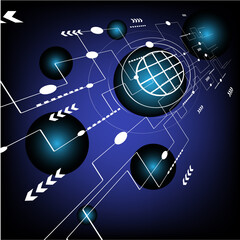 Abstract technology background on blue background.