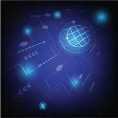 Abstract technology background on blue background.