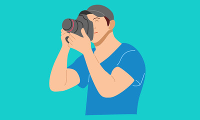 flat illustration of photographer vector 