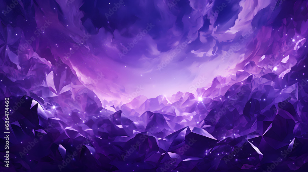 Sticker illustration of an amethyst background banner