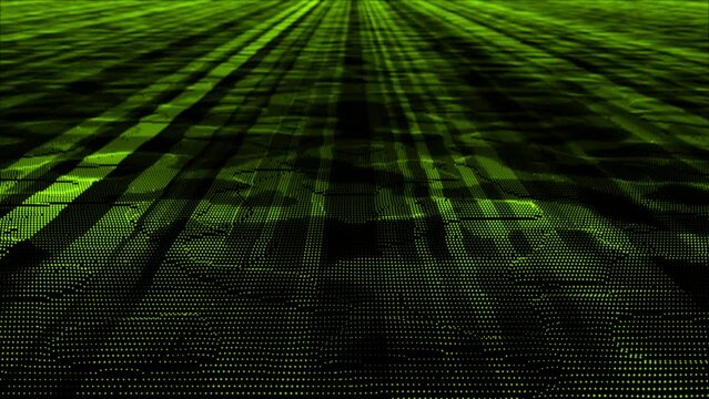 Lime green color digital data flow particles cyber technology futuristic background, sci-fi digital particles background
