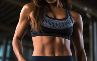 Fototapeta na wymiar Muscular abdominal muscles of fitness woman