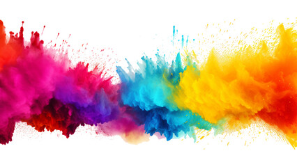 Fototapeta na wymiar colorful vibrant rainbow Holi paint color powder explosion with bright colors isolated white background. happy new year design. 