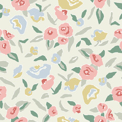 Vector abstract retro roses illustration seamless repeat pattern digital artwork