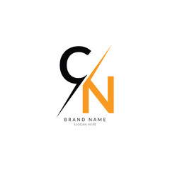 cn black orange letter logo template art.