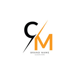 cm black orange letter logo template art. - obrazy, fototapety, plakaty