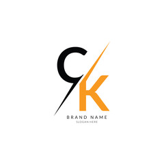 ck black orange letter logo template art.