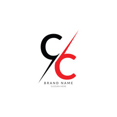 cc black red letter logo template art.