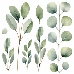 Watercolor eucalyptus clipart 