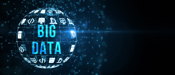 Business, Technology, Internet and network concept. Big Data Internet Information. 3d illustration