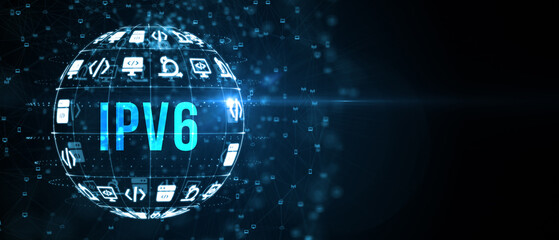 Business, Technology, Internet and network concept. IPV6 abbreviation. Modern technology concept. 3d illustration