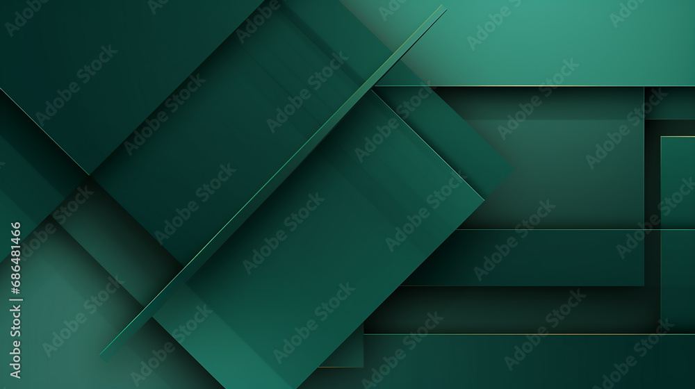 Fototapete dark green square pattern on background with shadow. 3d modern square background. green geometric sq