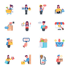 Modern Collection of Online Shopping Flat Icons  

