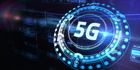 The concept of 5G network, high-speed mobile Internet, new generation networks. Business, modern technology, internet and networking concept. 3d illustration
