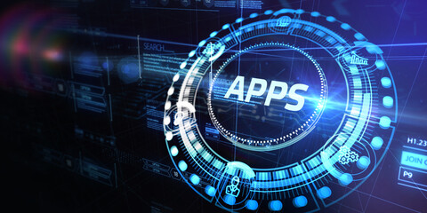 Business, Technology, Internet and network concept. APPS abbreviation. Modern technology concept. 3d illustration