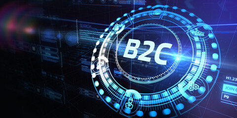B2C Business to customer marketing strategy. 3d illustration