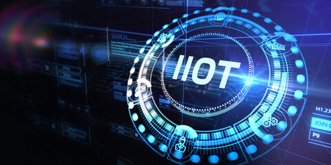 Obraz premium IIOT Industrial internet of things smart industry 4.0 technology concept. 3d illustration