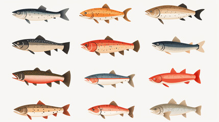 Trout fish icons