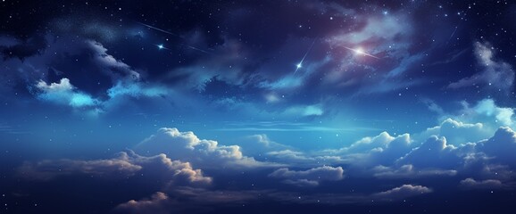 Naklejka na ściany i meble Space of night sky with cloud and stars
