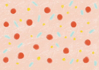 Cute background, circle pattern, fairytale-like illustration drawn with colored pencils 