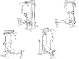 Vector sketch illustration of gym gi sports fitness equipment design