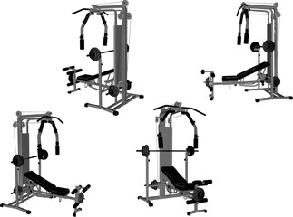 Vector sketch illustration of gym gi sports fitness equipment design