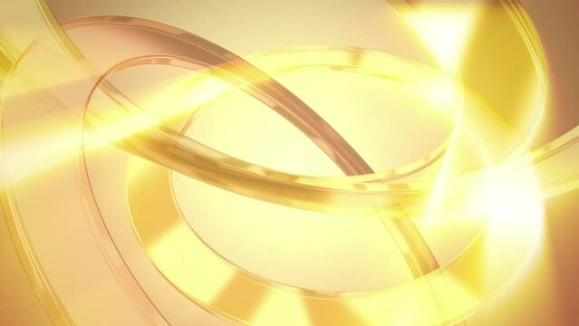 3D gold glass rings. Abstract background loop.