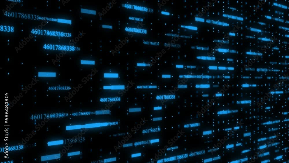 Aufkleber motion graphic of digital technologic background.3d big data digital binary code particles with futu
