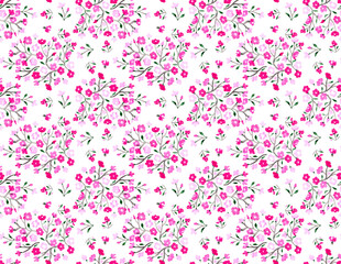 Small Delicate Hand Painted Pink Floral Seamless Tile