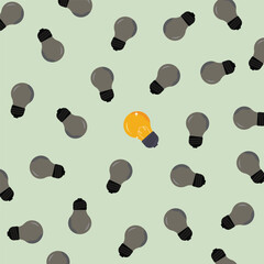 Unique bright idea with light bulb, creative idea concept 