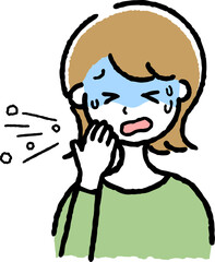 風邪をひいている女性